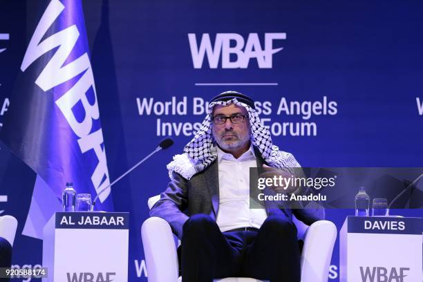 President of the Middle East Business Angel Network , Abdul Malik Al Jaber attends the 'new rules of wealth management panel' within the World...