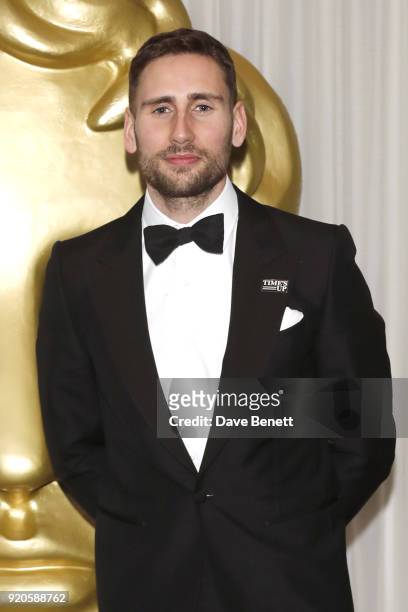Edward Holcroft attends the EE British Academy Film Awards gala dinner held at Grosvenor House, on February 18, 2018 in London, England.