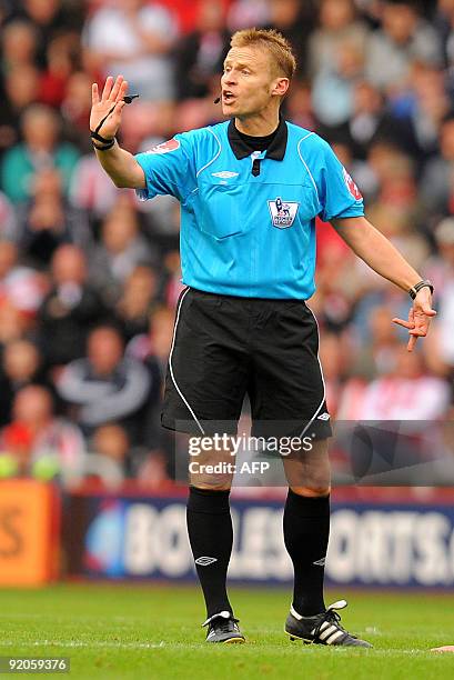 English referee Michael Jones during the English Premier League football match between Sunderland and Liverpool at The Stadium of Light, in...