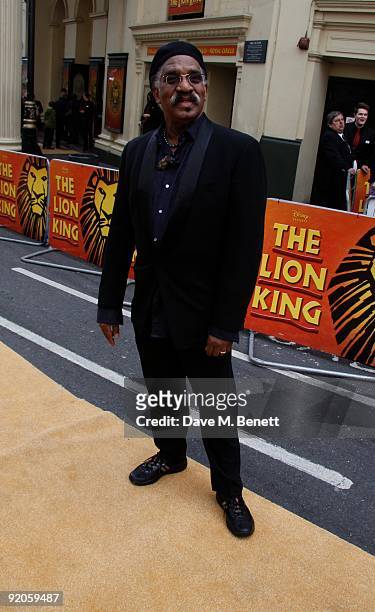 Garth Fagan and other celebrities attend a special performance celebrating the 10th year of the Lion king at the Lyceum Theatre, London On October...
