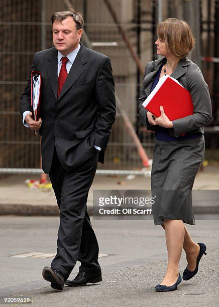 Schools Secretary Ed Balls and his wife, Yvette Cooper, the Secretary of State for Work and Pensions, arrive in Downing Street for the weekly Cabinet...