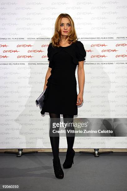 Actress Carolina Crescentini attends the 'Oggi Sposi' Photocall during day 6 of the 4th Rome International Film Festival held at the Auditorium Parco...