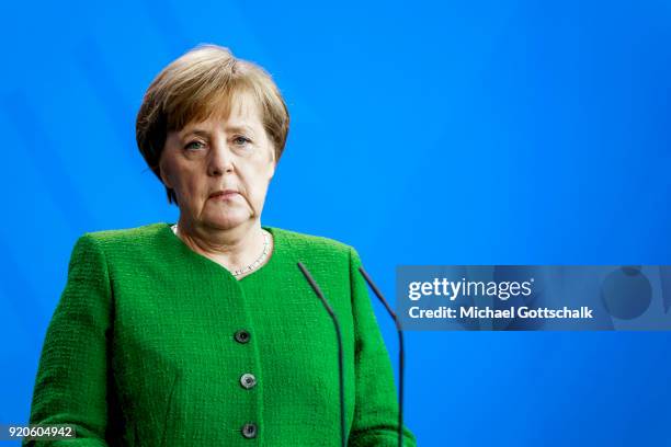 Berlin, Germany German Chancellor Angeka Merkel and Luxembourg Prime Minister Xavier Bettel attend a meeting with the media following talks at the...