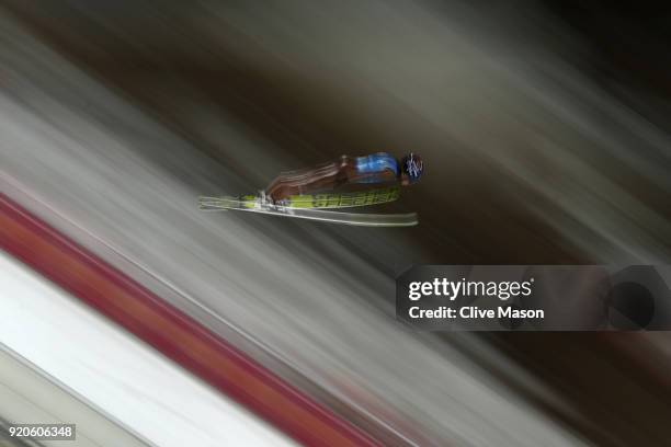 Kamil Stoch of Poland during the Ski Jumping - Men's Team Large Hill on day 10 of the PyeongChang 2018 Winter Olympic Games at Alpensia Ski Jumping...