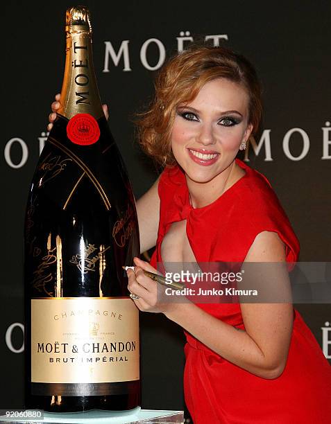 Actress Scarlett Johansson attends 'Tribute to Cinema' hosted by Moet & Chandon at Roppongi Hills on October 20, 2009 in Tokyo, Japan.