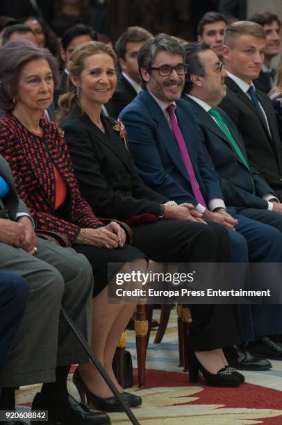 Queen Sofia and Princess Elena deliver the National Sports Awards at El Pardo Palace on February 19, 2018 in Madrid, Spain.