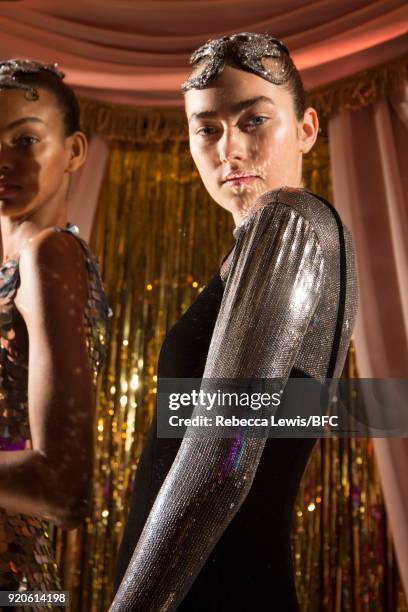 Model is seen during the Sophia Webster presentation during London Fashion Week February 2018 at on February 19, 2018 in London, England.