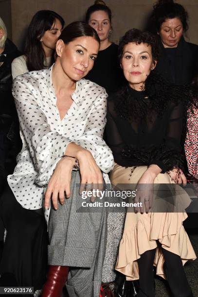 Yana Peel and Helen McCrory attend the Christopher Kane show during London Fashion Week February 2018 at Tate Britian on February 19, 2018 in London,...