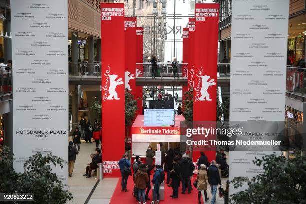 General view of the Potsdamer Platz Arkaden during the 68th Berlinale International Film Festival Berlin at on February 19, 2018 in Berlin, Germany.