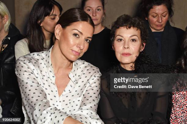 Yana Peel and Helen McCrory attend the Christopher Kane show during London Fashion Week February 2018 at Tate Britian on February 19, 2018 in London,...