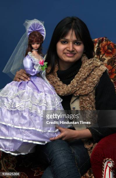Natasha Jain, Limca Book of Records holder and the youngest human rights activist of the country, poses during a profile shoot at her residence in...