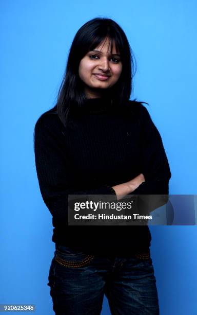 Natasha Jain, Limca Book of Records holder and the youngest human rights activist of the country, poses during a profile shoot at her residence in...