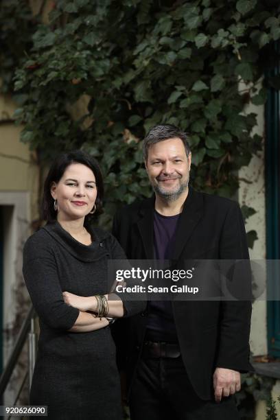 Annalena Baerbock und Robert Habeck, the new co-leaders duo of the German Greens Party , pose for a brief portrait at party headquarters on February...