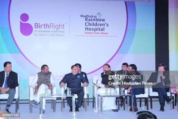 Vice President of India M Venkaiah Naidu, Union Health Minister Jagat Prakash Nadda during inauguration of the 150 bed Madhukar Rainbow Children's...