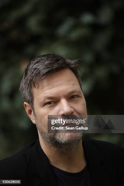 Robert Habeck, new co-leader of the German Greens Party , poses for a brief portrait at party headquarters on February 19, 2018 in Berlin, Germany....