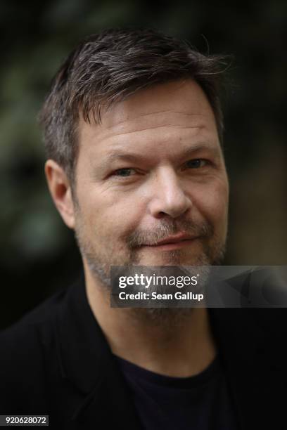 Robert Habeck, new co-leader of the German Greens Party , poses for a brief portrait at party headquarters on February 19, 2018 in Berlin, Germany....