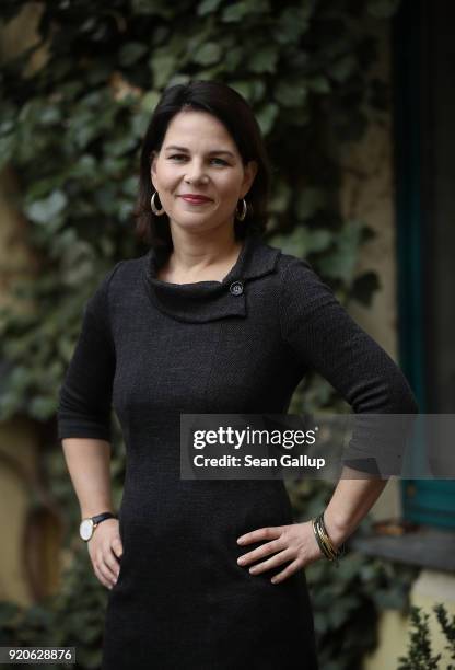 Annalena Baerbock, new co-leader of the German Greens Party , poses for a brief portrait at party headquarters on February 19, 2018 in Berlin,...