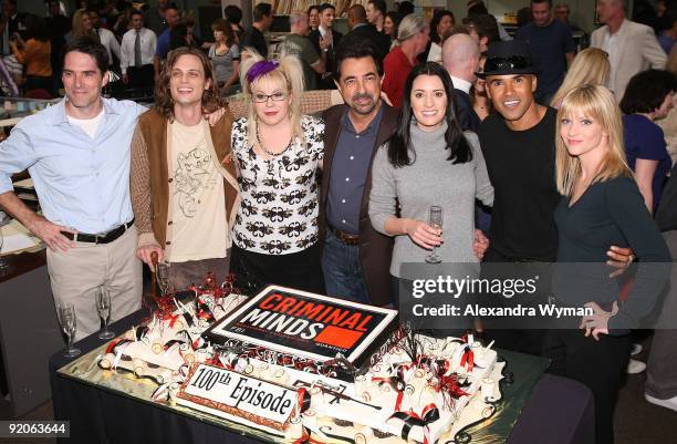 Cast and Crew of "Criminal Minds" Celebrates the 100th Episode at Quixote Studios on October 19, 2009 in Los Angeles, California.