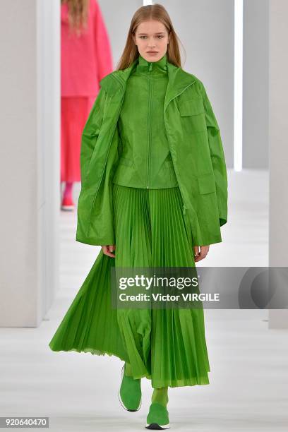 Model walks the runway at the Jasper Conran Ready to Wear Fall/Winter 2018-2019 fashion show during London Fashion Week February 2018 on February 17,...