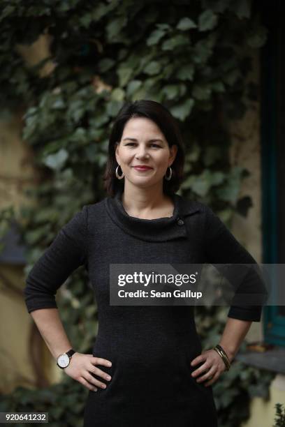 Annalena Baerbock, new co-leader of the German Greens Party , poses for a brief portrait at party headquarters on February 19, 2018 in Berlin,...