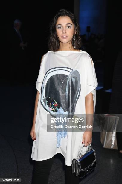 Naomi Scott attends the ERDEM show during London Fashion Week February 2018 on February 19, 2018 in London, England.