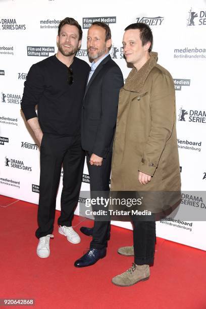 Ken Duken, Wotan Wilke Moehring, August Diehl attend the Berlinale Showcase of the ZDFneo Series PARFUM on February 19, 2018 in Berlin, Germany.