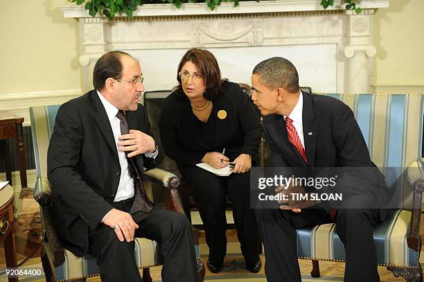 President Barack Obama meets with Iraqi Prime Minister Nuri al-Maliki in the Oval Office on October 20, 2009 at the White House in Washington, DC....