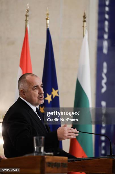 Bulgarian prime minister Boyko Borisov, during press conference with the Hungarian Prime Minister Viktor Orban, following a bilateral governmental...