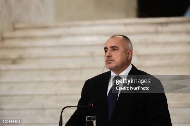 Bulgarian prime minister Boyko Borisov, during press conference with the Hungarian Prime Minister Viktor Orban, following a bilateral governmental...