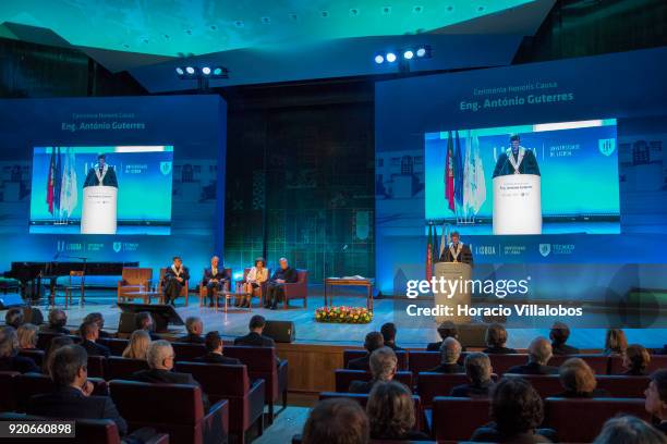 The Dean of Lisbon University Antonio da Cruz Serra , Portuguese President Marcelo Rebel de Sousa , and the President of the Champalimaud Foundation...