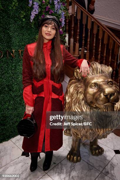 Zara Martin attends the Aspinal of London Presentation during London Fashion Week February 2018 at Regent Street on February 19, 2018 in London,...