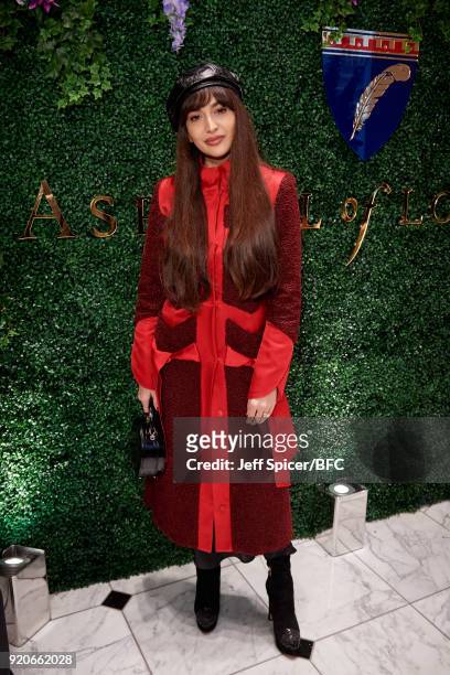 Zara Martin attends the Aspinal of London Presentation during London Fashion Week February 2018 at Regent Street on February 19, 2018 in London,...