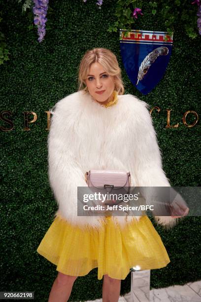 Olivia Cox attends the Aspinal of London Presentation during London Fashion Week February 2018 at Regent Street on February 19, 2018 in London,...