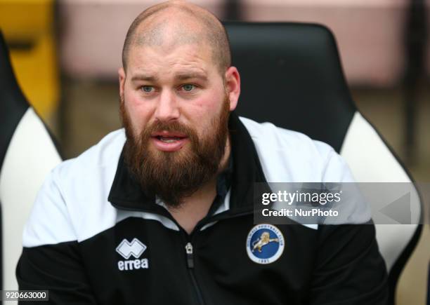 Lee Burch manager of Millwall Lionesses L.F.C during The FA Women's Cup Fifth Round match between Arsenal against Millwall Lionesses at Meadow Park...