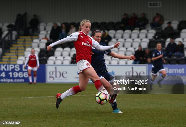 Beth Mead of Arsenal during The FA Women's Cup Fifth Round match between Arsenal against Millwall Lionesses at Meadow Park Borehamwood FC on 18 Feb...