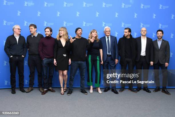 Tim Bevan, Daniel Bruehl, Rosamund Pike, Jose Padilha, Michelle Wright, Jacques Lemoine, Omar Berdouni, Ron Halpern and Juan Pablo Raba pose at the...