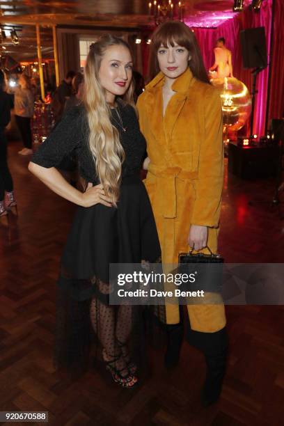 Sophia Webster and Nicola Roberts attend the Sophia Webster AW18 presentation at Hotel Cafe Royal on February 19, 2018 in London, England.