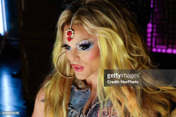 American drag artist Willam Belli poses for the press before his drag show at hotel The Lalit's nightclub 'Kitty Su' in New Delhi on 17th February,...