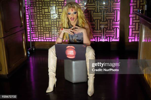 American drag artist Willam Belli poses for the press before his drag show at hotel The Lalit's nightclub 'Kitty Su' in New Delhi on 17th February,...