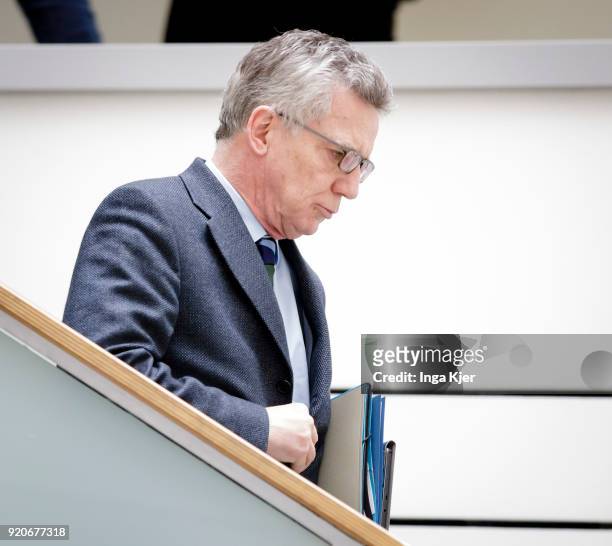 German Interior Minister Thomas de Maiziere, on February 19, 2018 in Berlin, Germany.