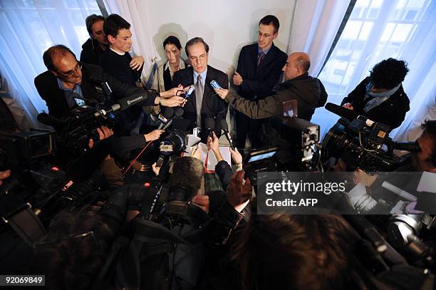 French prosecutor Jean-Pierre Alacchi , speaks to the press at the Mulhouse courthouse, on October 20, 2009 as a fugitive German cardiologist...