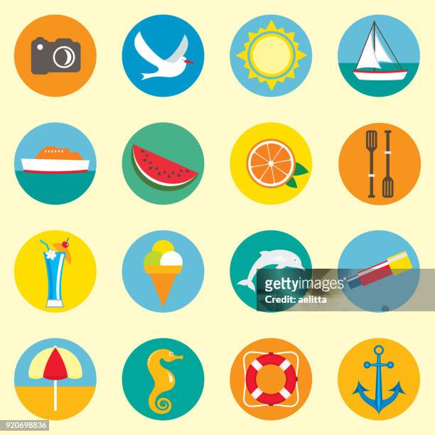 summer icons set 1 - albatross stock illustrations