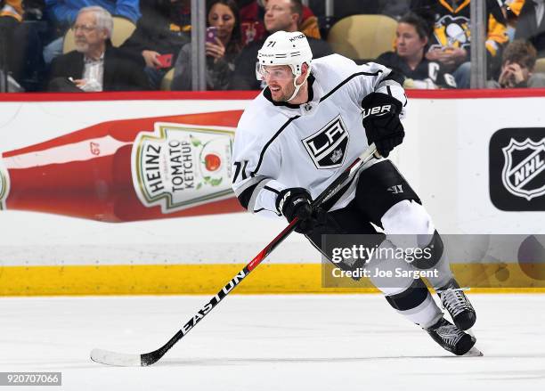 Torrey Mitchell of the Los Angeles Kings skates against the Pittsburgh Penguins at PPG Paints Arena on February 15, 2018 in Pittsburgh, Pennsylvania.