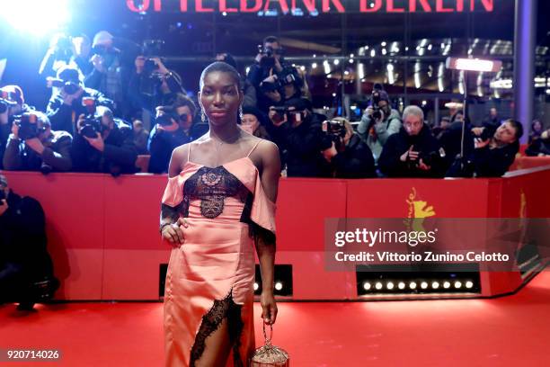 Michaela Coel attends the '3 Days in Quiberon' premiere during the 68th Berlinale International Film Festival Berlin at Berlinale Palast on February...