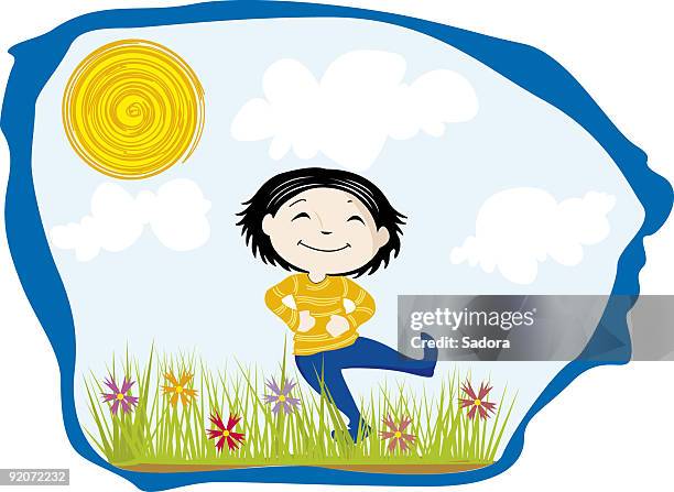 happy boy - handstand stock illustrations