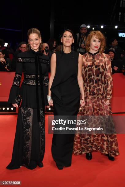 Marie Baeumer, Emily Atef and Birgit Minichmayr attend the '3 Days in Quiberon' premiere during the 68th Berlinale International Film Festival Berlin...