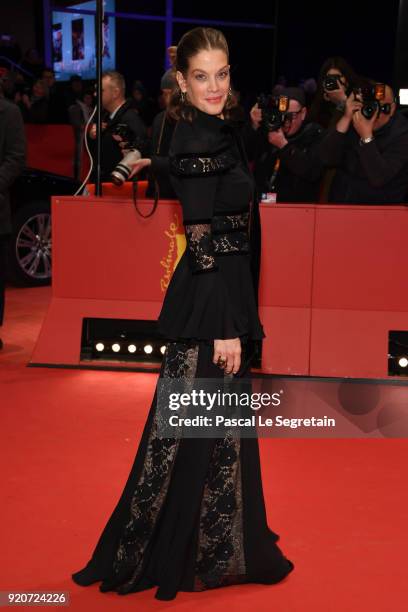 Marie Baeumer attends the '3 Days in Quiberon' premiere during the 68th Berlinale International Film Festival Berlin at Berlinale Palast on February...