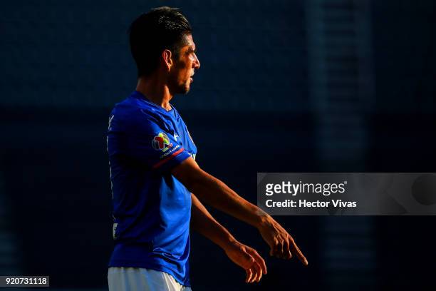 Jose Madueña of Cruz Azul gestures during the 8th round match between Cruz Azul and Puebla as part of the Torneo Clausura 2018 Liga MX at Azul...