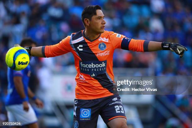 Moises Muñoz goalkeeper of Puebla looks on during the 8th round match between Cruz Azul and Puebla as part of the Torneo Clausura 2018 Liga MX at...