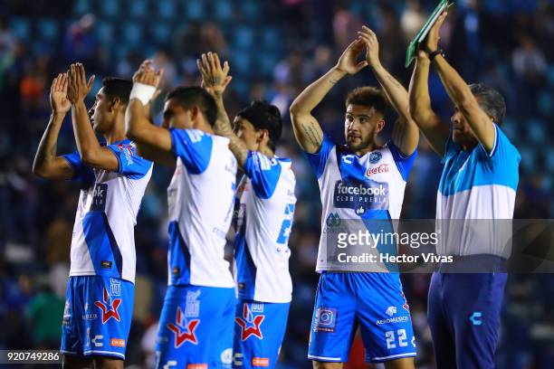 Players of Puebla greet the fans after the 8th round match between Cruz Azul and Puebla as part of the Torneo Clausura 2018 Liga MX at Azul Stadium...